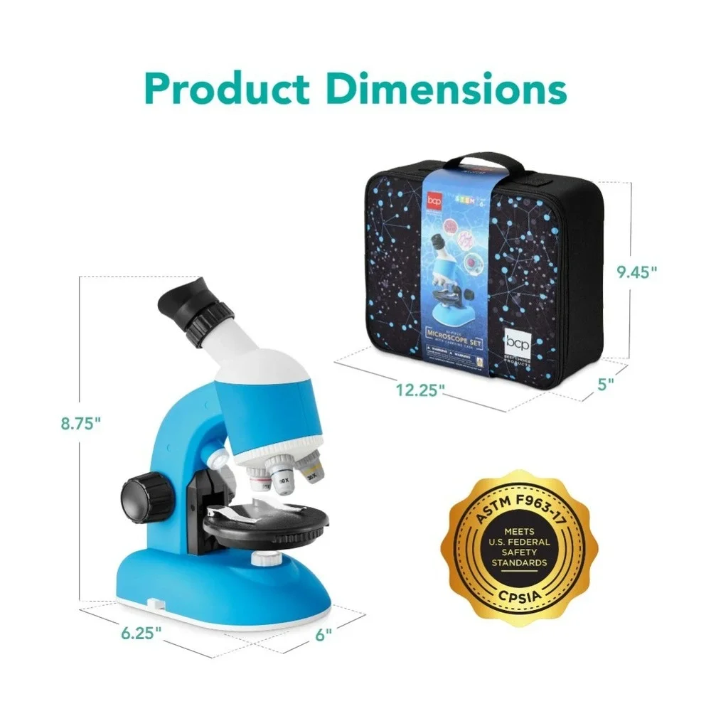 Best Choice Products 30-Piece STEM Kids Microscope Science Kit 100x 600x 1200x